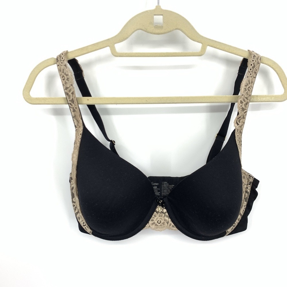 Soma Women Size 36DD Bra Black Brown‎ Lace Underwire Embraceable Demi